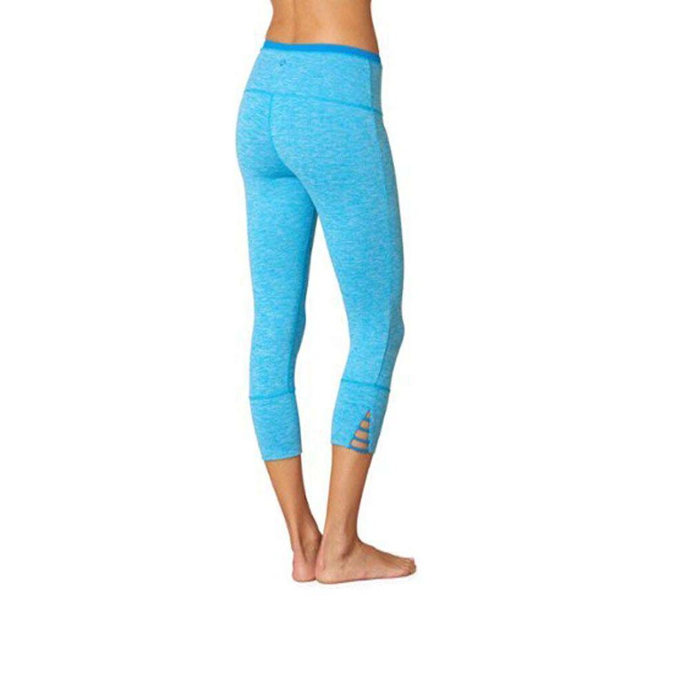 Prana Tori Capri heathered blue active yoga leggings cute gym sd pocket EUC XS